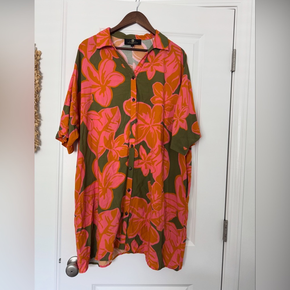 Lexbreezy Hawaii Aloha Button Down Dress